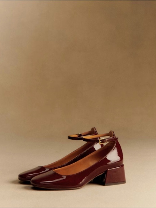 Sezane Shoes - NIB Sezane Patent Leather Block Heel Pumps with Ankle Strap - 10